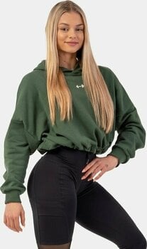 Fitness-sweatshirt Nebbia Loose Fit Crop Hoodie Iconic Dark Green XS-S Fitness-sweatshirt - 3