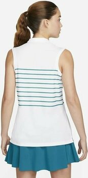 Polo Shirt Nike Dri-Fit Victory Stripe Womens Sleeveless Polo Shirt White/Bright Spruce/Bright Spruce L - 2