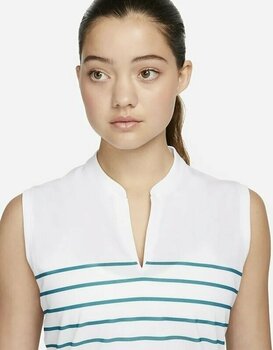 Polo Shirt Nike Dri-Fit Victory Stripe Womens Sleeveless Polo Shirt White/Bright Spruce/Bright Spruce L - 3