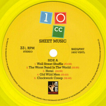 LP plošča 10CC - Sheet Music (Yellow Vinyl) (LP) - 3
