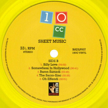 Vinyl Record 10CC - Sheet Music (Yellow Vinyl) (LP) - 4