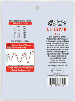 Χορδές για Ακουστική Κιθάρα Martin MA540TPK3 Authentic Lifespan - 2