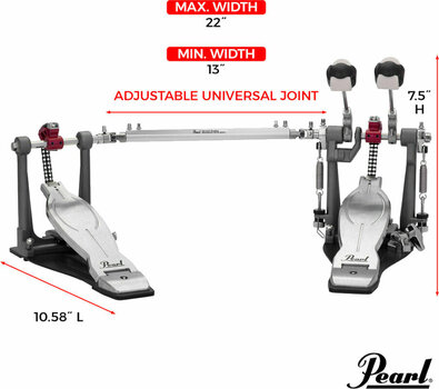 Double Pedal Pearl P-1032R Eliminator Solo Red Double Pedal - 12