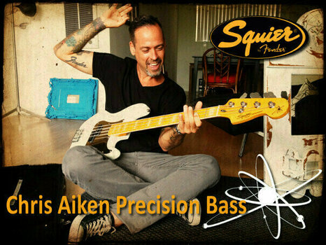 4-string Bassguitar Fender Squier Chris Aiken Precision Bass Olympic White - 5