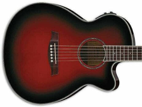 Jumbo elektro-akoestische gitaar Ibanez AEG 10II Transparent Red Sunburst - 2