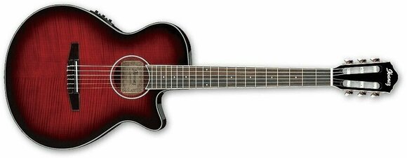Guitare Jumbo acoustique-électrique Ibanez AEG 24NII Transparent Hibiscus Red Sunburst - 2