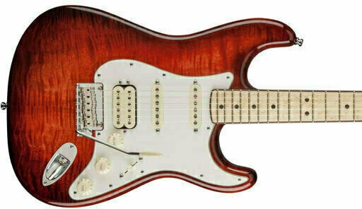 Electric guitar Fender Deluxe Stratocaster HSS Plus Top with iOS Connectivity,Maple Fingerboard, Aged Cherry Burst - 3