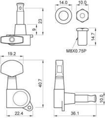 Gitár hangolókulcs Partsland J02-BK-R6 Black Gitár hangolókulcs - 1