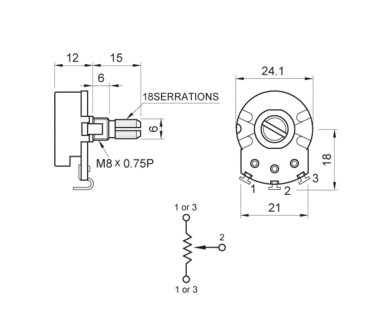 Potentiometer Partsland VL2415H-B250K Potentiometer - 1