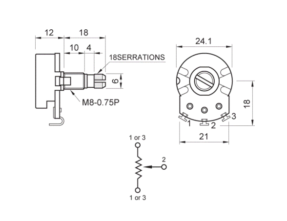 Potenziometer Partsland VL2418H-A500K - 2