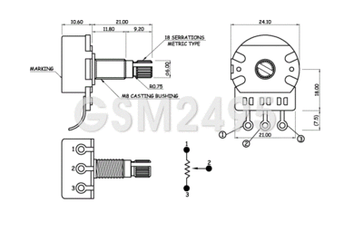 Potentiometer Partsland GSM2495-B500K-M Potentiometer - 1