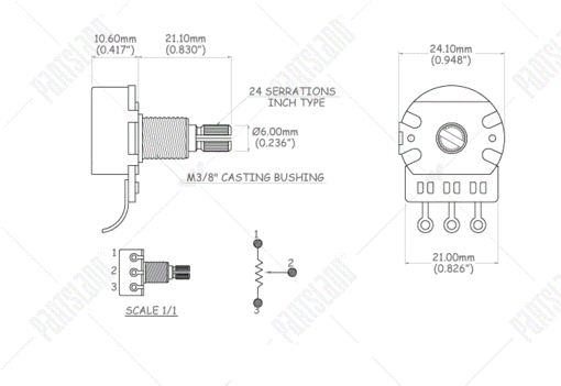 Potenciométer Partsland GSI2495-A500K - 2