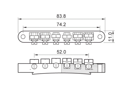 Guitar Bridge Partsland LP35BRD-CR Chrome Guitar Bridge - 1