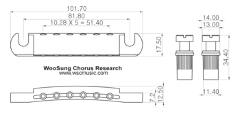Gitarrenbrücke Partsland LTAL2-TAIL-CR Chrome Gitarrenbrücke - 1
