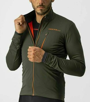 Giacca da ciclismo, gilet Castelli Go Giacca Military Green/Fiery Red 2XL - 4