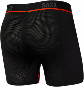 Sous-vêtements de sport SAXX Kinetic Boxer Brief Black/Vermillion L Sous-vêtements de sport - 2