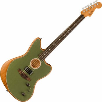 Special Acoustic-electric Guitar Fender Acoustasonic Player Jazzmaster Antique Olive - 3