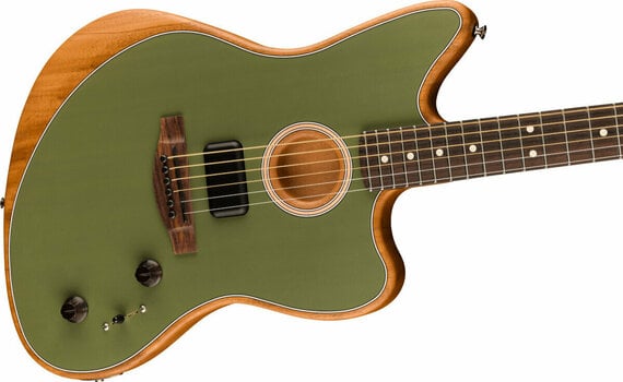 Special Acoustic-electric Guitar Fender Acoustasonic Player Jazzmaster Antique Olive - 4