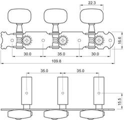 Guitar Tuning Machines Partsland J58-NI-R1L1 Nickel Guitar Tuning Machines - 1