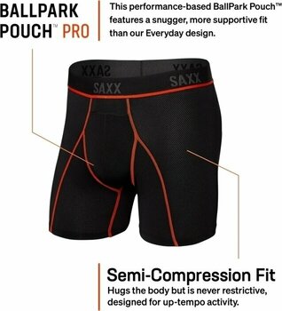 Fitness Underwear SAXX Kinetic Boxer Brief Black/Vermillion XL Fitness Underwear - 6