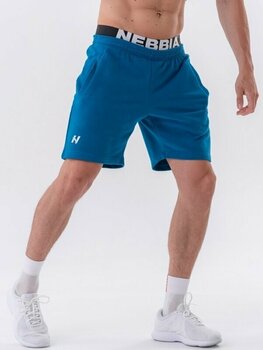 Fitness kalhoty Nebbia Relaxed-fit Shorts with Side Pockets Blue M Fitness kalhoty - 2