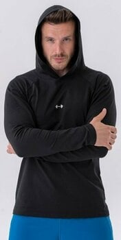 Fitness tričko Nebbia Long-Sleeve T-shirt with a Hoodie Black L Fitness tričko - 2