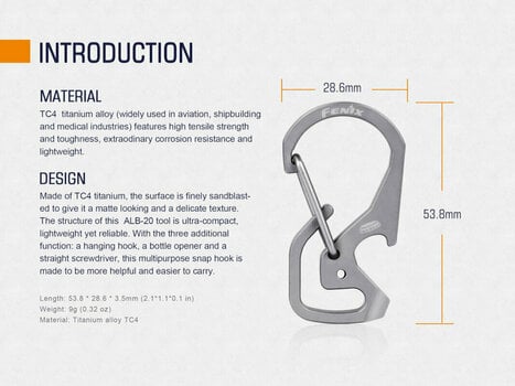 Mулти инструменти Fenix ALB-20 Titanium Snap Hook - 4