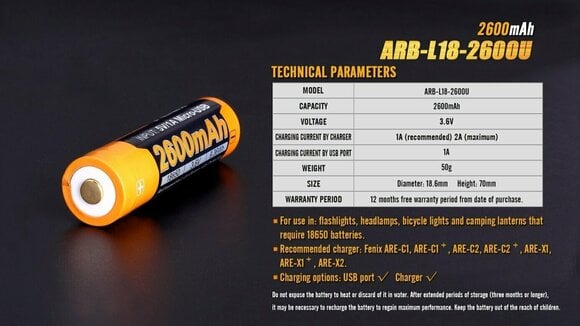 Batterien Fenix ARB-L18-2600U - 5