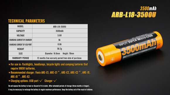 Baterias Fenix ARB-L18-3500U - 8
