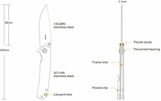 Nóż kieszonkowy Ruike P801-SF Nóż kieszonkowy - 3