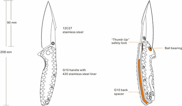 Tactical Folding Knife Ruike P843-W Brown Tactical Folding Knife - 3