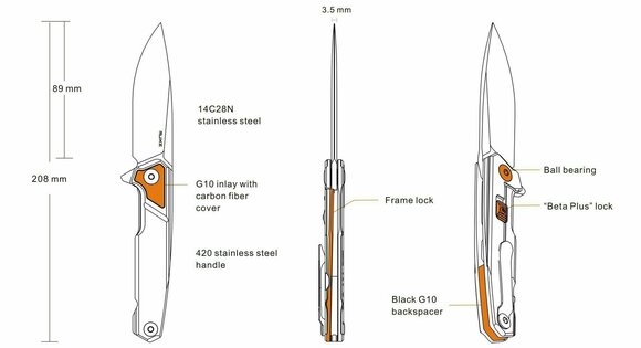 Taktický nôž Ruike P875-SZ Taktický nôž - 3