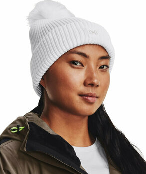 Bonnet de Ski Under Armour Women's ColdGear Infrared Halftime Ribbed Pom Beanie White/Ghost Gray UNI Bonnet de Ski - 3