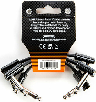 Patch kábel Dunlop MXR 3PDCPR03 Ribbon Patch Cable 3 Pack Fekete 8 cm Pipa - Pipa - 2