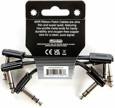 Adapter/Patch Cable Dunlop MXR DCISTR03R Ribbon TRS Cable 3 Pack Black 8 cm Angled - Angled - 2