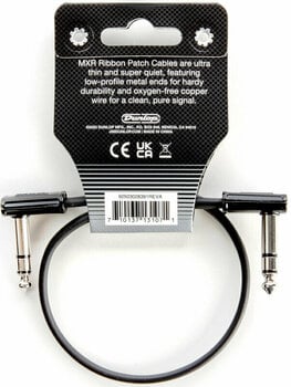 Câble de patch Dunlop MXR DCISTR1RR Ribbon TRS Cable Noir 30 cm Angle - Angle - 2