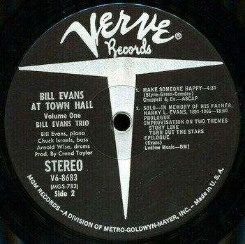 Vinyl Record Bill Evans Trio - At Town Hall, Volume One (LP) - 3