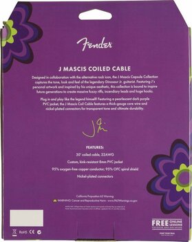 Instrument Cable Fender J Mascis Coiled Instrument Cable Violet 9 m Straight - Angled - 5