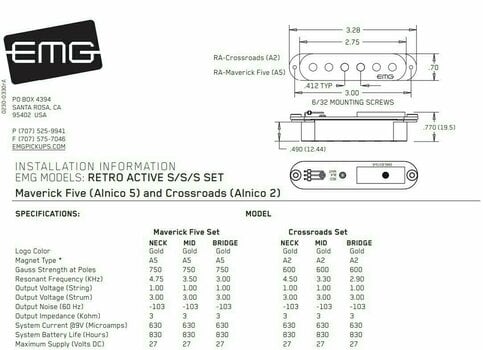 Hangszedő EMG Maverick 5 Set Black - 4