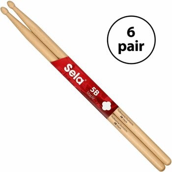 Sela SE 273 Professional Drumsticks 5B - 6 Pair Bacchette Batteria - Muziker