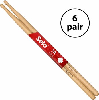 Drumsticks Sela SE 275 Professional Drumsticks 7A - 6 Pair Drumsticks - 5