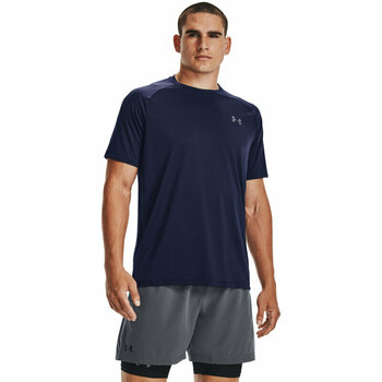 Fitness T-Shirt Under Armour Men's UA Tech 2.0 Textured Short Sleeve T-Shirt Midnight Navy/Pitch Gray S Fitness T-Shirt - 4