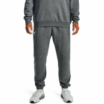 Fitness Trousers Under Armour Men's UA Essential Fleece Joggers Pitch Gray Medium Heather/White S Fitness Trousers - 7