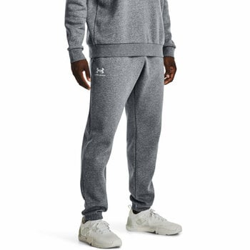 Fitness Trousers Under Armour Men's UA Essential Fleece Joggers Pitch Gray Medium Heather/White S Fitness Trousers - 8