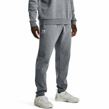 Fitness Trousers Under Armour Men's UA Essential Fleece Joggers Pitch Gray Medium Heather/White XL Fitness Trousers - 8