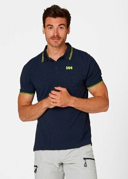 Camisa Helly Hansen Men's Kos Quick-Dry Polo Camisa Navy/Lime Stripe M - 3