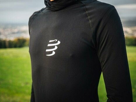 Løbe t-shirt med lange ærmer Compressport 3D Thermo UltraLight Racing Hoodie Black M Løbe t-shirt med lange ærmer - 3