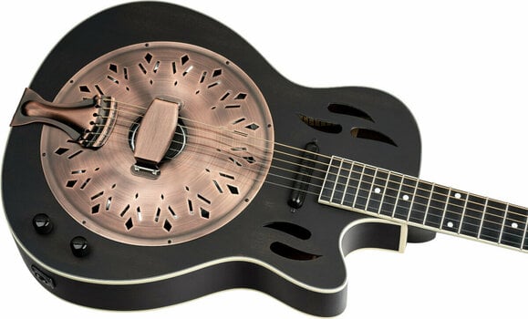 Guitare à résonateur Ortega RRG40CE-DBK Distressed Black Satin - 8