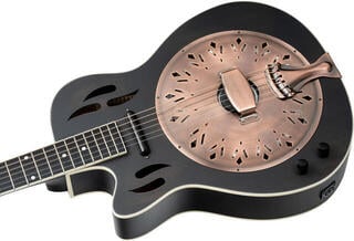 Resonator Guitar Ortega RRG40CE-DBK-L Distressed Black Satin Resonator Guitar - 7