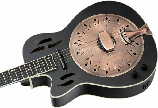 Resofonische gitaar Ortega RRG40CE-DBK-L Distressed Black Satin - 8